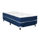 Cama Box Conjugado Ortopédico Suede Azul 110 X 188 X 40