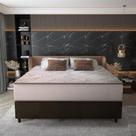Cama Box Conjugado Queen Com Colchão 158x70x198 Supreme Malha D33 Gazin Cr35368 Bege Marrom