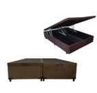 Cama Box em Baú Bipartido Queen Size Blindado. Suede Marrom
