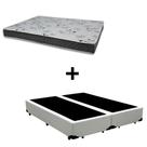 Cama Box King 193 Tecido Sintético Branco Com Colchão Miller Bello Box - 100% Espuma - D33 Cinza 54x193x203