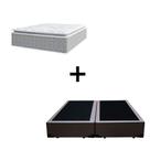 Cama Box King 193 Tecido Sintético Marrom Com Colchão Nazar Molas Ensacadas com Pillow Top - Bello Box - Conforto (Espuma da Nasa) Viscoeslástico D33 Cinza