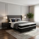 Cama Box King Castor Black e White Air Double Face D45 193x203x54 + Box Castor