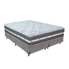 Cama Box King Cinza + Colchão Black Graphite 32 Molas Ensacadas Anjos