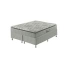 Cama Box King Cinza + Colchão Ortopedico Espuma D33 Pillow Top Hanover One 193x203x59cm