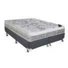 Cama Box King: Colchão Molas Ensacadas Castor Pocket Super Luxo Látex Push + Base CRC Suede Cinza(193x203)