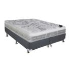 Cama Box King: Colchão Molas Pocket Ensacadas Castor Super Luxo Látex Push + Base CRC Suede Gray (193x203)