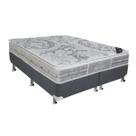 Cama Box King: Colchão Molas Pocket Ensacadas Castor Super Luxo Látex SLX + Base CRC Suede Gray (193x203)
