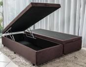 Cama Box King Com Baú Bipartido, Suede Marrom RC
