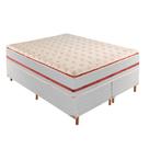Cama Box King com Colchão de Molas Ensacadas 32x193x203cm e Base Mônaco Branco/Rustico/Bordo Paropas