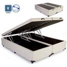 Cama Box KING SIZE com Bau Pistão a gás bege sintético Bipartido - 193x203
