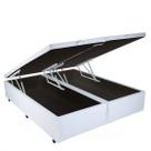 Cama Box King Size Com Baú Pistão A gás Top Sintético Branco Bipartido - 193x203 Cama Box King Size Com Baú Pistão A gás Top Sintético Branco Bipartido - 193x203