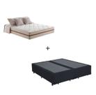 Cama Box King Tecido Sintético Preto com Colchão Pillow Angel - Bello Box - Molas Ensacadas 62x193x203