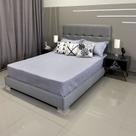 Cama Box Luxo Com Cabeceira Berlim Linho Cinza RBL King 1,95 X 2,05
