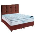 Cama Box Marrom + Colchão Queen Freedom Ortobom + Cabeceira