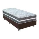 Cama Box Marrom e Colchão Black Graphite Molas Ensacadas Solteiro 88x188X32 Anjos