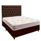 Cama + Box Marrom e Colchão D20 Casal - D20 Inducol + Cabeceira