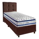 Cama + Box Marrom e Colchão Molas Ensacadas Solteiro - Blue Paropas + Cabeceira