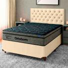 Cama Box Perola + Cabeceira + Colchão Casal Confort Black Ortobom