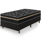 Cama Box Preta + Colchão Solteiro King Ortho Suport Ortopédico Espuma D33 Pillow Paparazzi 96x203x65cm