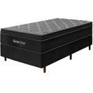 Cama Box Preta + Colchão Solteiro King Santa Cruz Preto Molas Ensacadas Euro Pillow 96x203x72cm