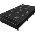 Cama Box Preta + Colchão Solteiro Salta Liso Espuma D23 88x188x51cm Cama Box Preta + Colchão Solteiro Salta Liso Espuma D23 88x188x51cm