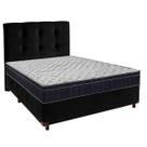 Cama Box Preto+Colchão Casal Airtech 150 Ortobom + Cabeceira