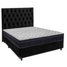 Cama Box Preto+Colchão Casal Airtech 150 Ortobom + Cabeceira
