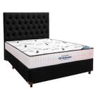 Cama Box Preto + Colchão Casal High Foam Ortobom + Cabeceira