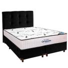 Cama Box Preto + Colchão Queen High Foam Ortobom + Cabeceira