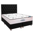 Cama Box Preto + Colchão Queen High Foam Ortobom + Cabeceira