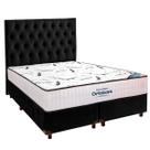 Cama Box Preto + Colchão Queen High Foam Ortobom + Cabeceira