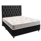 Cama + Box Preto e Colchão D20 Casal - D20 Inducol + Cabeceira