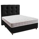 Cama + Box Preto e Colchão D33 Casal - D33 Inducol + Cabeceira