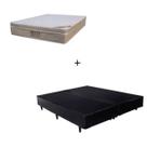 Cama Box Queen 158 Bipartido Sintético Preto com Colchão Ortobom Airtech Spring Pocket D26 Bege 70x158x188