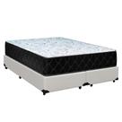 Cama Box Queen 158 Tecido Sintético Branco Com Colchão Marrocos - Poliéster - Espuma D33 30cm