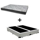 Cama Box Queen 158 Tecido Sintético Branco Com Colchão Miller - 100% Espuma - D33 Cinza 54x158x198