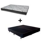 Cama Box Queen 158 Tecido Sintético Preto Com Colchão Miller Bello Box - 100% Espuma - D33 Cinza 54x158x198
