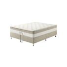 Cama Box Queen Bege + Colchão Molas Ensacadas Houston Pillow Inn 158x198x65cm