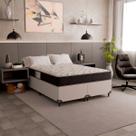 Cama Box Queen Bipartido + Colchão D33 One Face - 56x158x198cm - Couro Branco