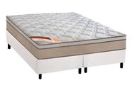 Cama Box Queen Blindada Branco + Colchão Castor de Molas Ensacadas Revolution Hibrido 158x198x65