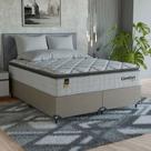 Cama Box Queen Colchão Comfort Class Pillow Top 158x198cm Branco suede Bege