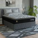 Cama Box Queen + Colchão Comfort Class Pillow Top 158x198cm Preto/suede Cinza