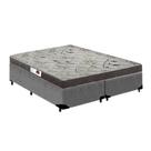 Cama Box Queen Colchão Espuma D45 Bordado + Box Bipartido Suede Cinza Serra Negra 64x158x198