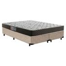 Cama Box Queen Colchão Mola Ensacada Belos Sonhos + Box Suede 64x158x198 Bege