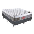 Cama Box Queen: Colchão Molas Castor Pocket Light Stress Oxygen New Plush + Base CRC Suede Cinza(158x198)