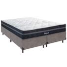 Cama Box Queen e Colchão Royal Molas Ensacadas Colchobel Cinza