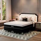 Cama Box Queen Gemini com Colchão Queen Molas Ensacadas Grafite e Branca Cama Box Queen Gemini com Colchão Queen Molas Ensacadas Grafite e Branca