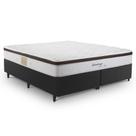 Cama Box Queen Herval Edimburgo, Molas Maxspring, Jacquard Preto, 64x158x198 cm