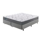 Cama Box Queen Linho Cinza + Colchão Adapto Ecoflex Mola Ensacada 158x198