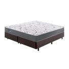 Cama Box Queen Linho Marrom + Colchão Adapto Ecoflex Mola Ensacada 158x198